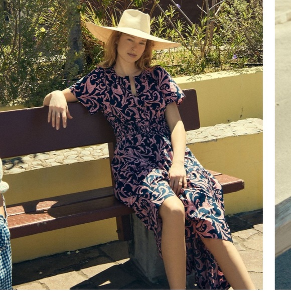 Anthropologie navy and pink somerset maxi dress size M - Picture 4 of 7